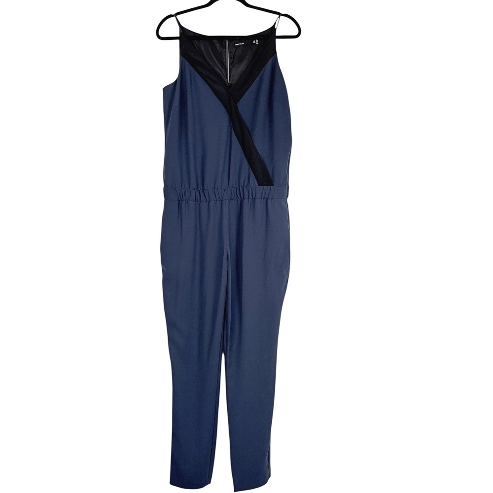 Karen Millen Jumpsuit Women's Size 8 Navy Black Colorblock Elegant Chic Cocktail